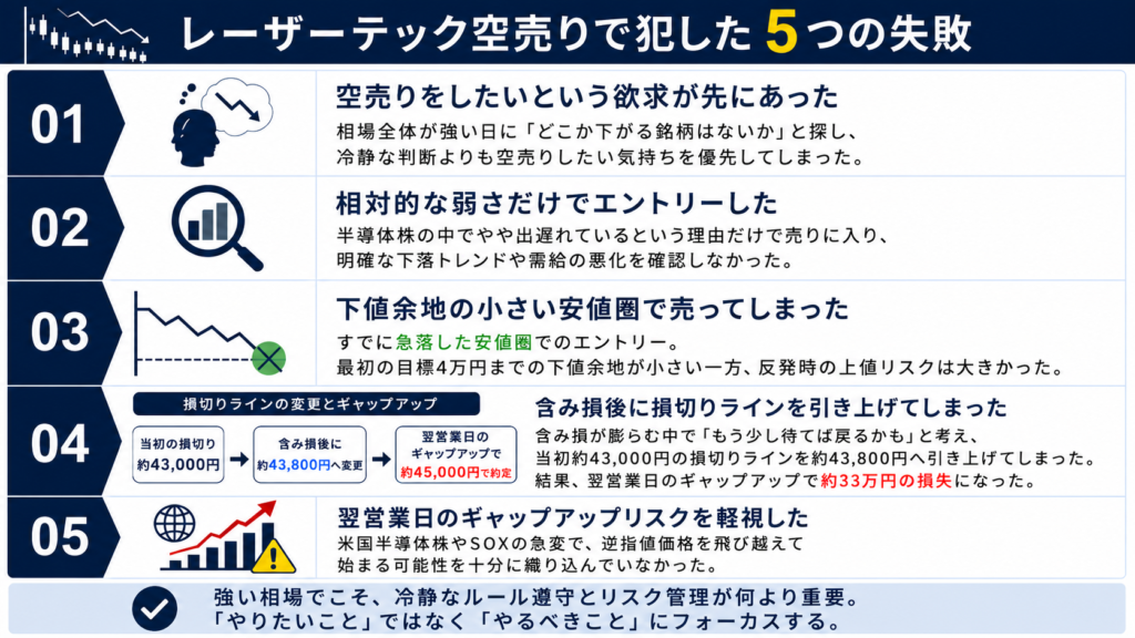 レーザーテック空売りで犯した5つの失敗