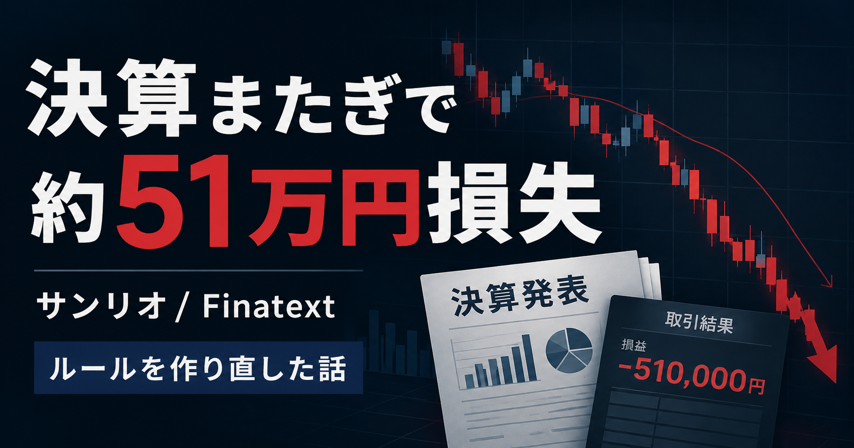 サンリオとFinatextの決算跨ぎで約51万円損失した取引記録
