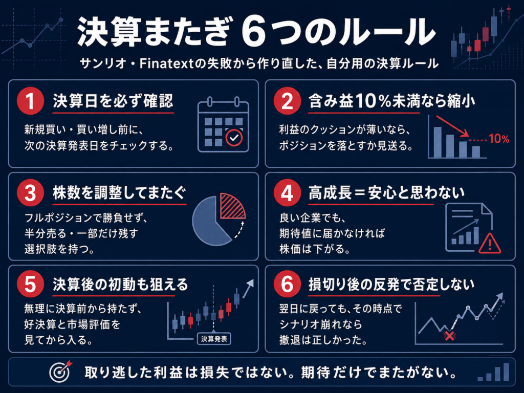 サンリオとFinatextの失敗から作った6つの決算跨ぎルール